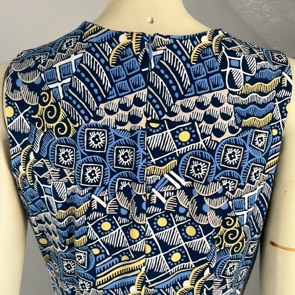 J. McLaughlin Women’s Shift Dress Devon Talavera Print Navy Blue /Yellow M - Picture 9 of 12